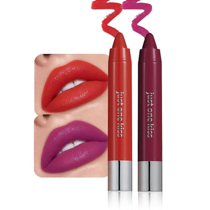 2Pcs Bright Red & Fuchsia Rose Hydrating Cream Lipsticks Lip Crayon for Women, Moisturing Lipstick Longwear Lip Crayon Set for Ombre Shades, Matte Creamy Lips Stick Natural Nourishing Lips Balm Set, F