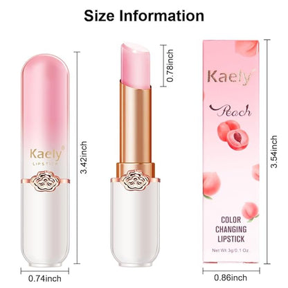 Kaely 2Pcs Peach Hydrating Lipstick Tinted Lip Balm, Color Changing PH Lipstick Makeup, Korean Magic Lip Stain Long Lasting Waterproof, labiales magicos 24 horas originales