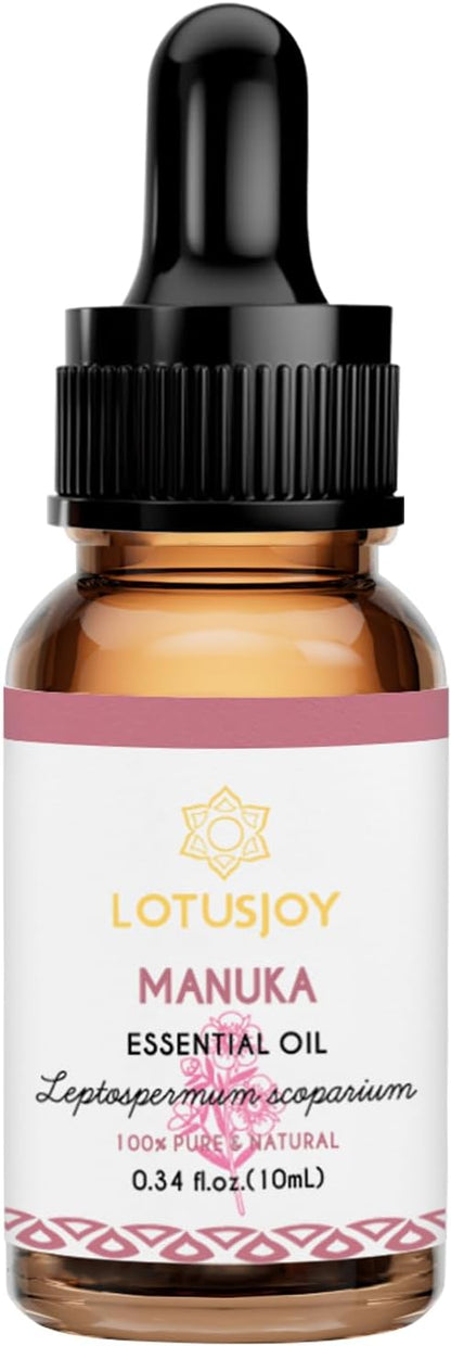 100% Pure Manuka Essential Oil 0.34 Fl Oz, Therapeutic Grade Manuka Oil in Amber Glass Bottle with Dropper for Diffuser Massage Skin Care