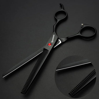 SHARONDS 6/7 Inch Professional 440C Hair Cutting Scissor Salon Hairdressing Thinning Shears Perfect for Barber and Home Use (7 in tooth)