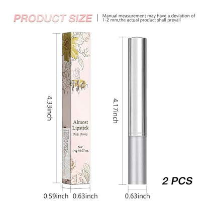 2Pcs Pink Honey Lipstick Tinted Lip Balm, Sheer Hydrating Lip Stain for All Skin Tones, Natural Lightweight Lips Gloss Makeup for Women, Vegan & Cruelty-Free
