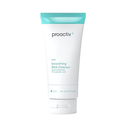Proactiv+ Smoothing BHA Cleanser, 6 oz, Unscented Acne Treatment for All Skin Types, 1% Salicylic Acid Cleanser with Soothing Aloe