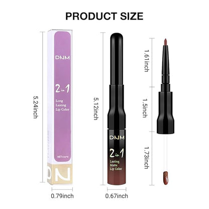 evpct 1Pcs Nuetral Nude Matte Lip Liner & Liquid Lipstick Stain Makeup Set for Women, Nude Lip Liner Stain Long Lasting Waterproof Smudge Proof, Cruelty Free Lip Stick Makeup 24 hours originales, 61
