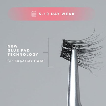 Silly George Pop-On Lashes - DIY 1-Step Pre-Glued Faux Eyelash Clusters, Natural Look Extensions, Black - Flaunt, 5-7 Pair Set, Pack of 60 Clusters