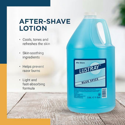 Clubman Lustray Blue Spice After Shave Lotion – Refreshing & Cooling Aftershave for Men, Soothing Barber Formula, 1 Gallon, 3.8L