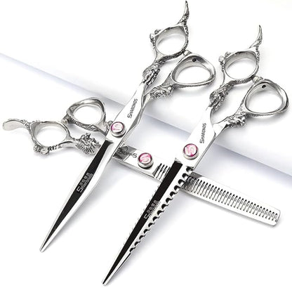 6/7/8/9-inch professional hair clipper set, stainless steel sharp hair clippers, hairdresser specific scissor(7 inches, 4 pieces)