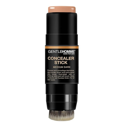 Concealer Stick with Brush for Men - Eraser Dark Circles - Men’s Multi-Use Concealer - Dual Sided Full Coverage with Soft Brush- Buildable Coverage Makeup - All Skin Type - (Medium Dark)