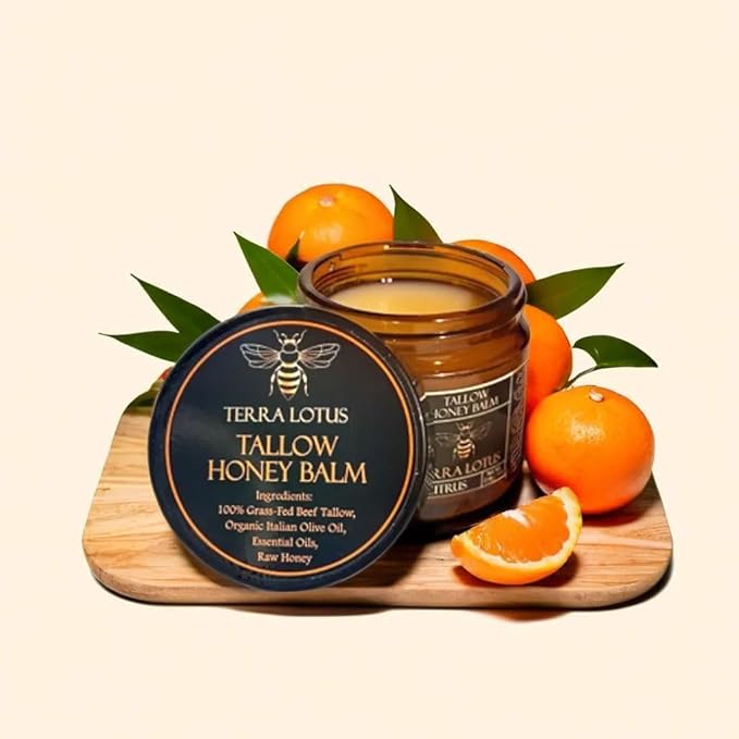 Organic Grass-Fed Beef Tallow Balm with Raw Honey - Moisturizing Cream for Soft, Smooth Skin - Handmade All-Natural Moisturizer (2 Oz, Lavender)