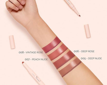 Pupa Milano Vamp! Creamy Duo, 005 Deep Nude, 1 Pc - 2 in 1 Lipstick and Lip Pencil - Long Lasting - Lightweight - No-Transfer - Smooth Texture - Highly Pigmented