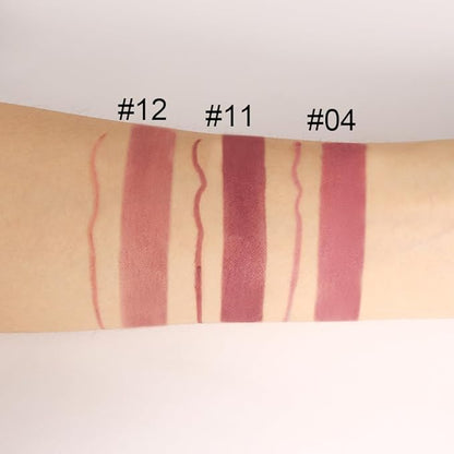 BINGBRUSH 3Pcs Double Ended Nude Brown Matte Lip Liner and Lipstick Makeup Set, Antique Rose Lipliner 24 Hours Original Waterproof Long Lasting Gift Set (3Pcs Set01-Matte:04#11#12#)