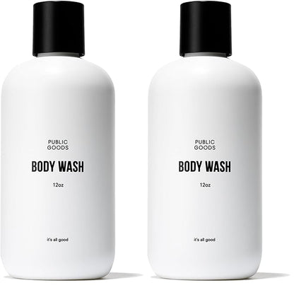 Public Goods Body Wash for Men and Women | Natural Soap for Bath & Shower | Body Scrub Made with Organic Essential Oils | Sulfate & Paraben Free | Vegan Friendly | 12 Fl Oz Bottle (Pack of 2)