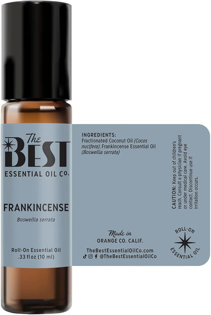 The Best Frankincense Essential Oil Roll-On- Premium Grade- Pre-Diluted in Coconut Oil- Ready to Use- 10 ml (.33 fl oz)