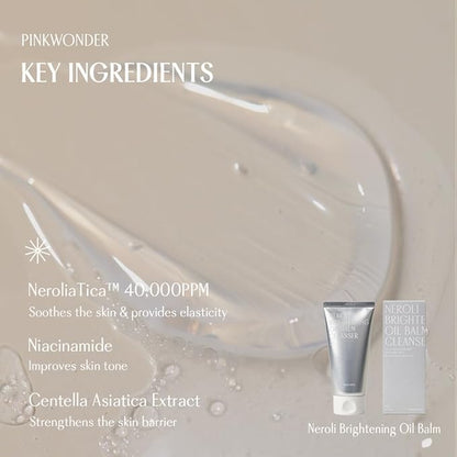 PINKWONDER Neroli Oil Balm Cleanser 4.23oz(120g), Cleansing Oil Balm Face Wash, Removes Makeup and Impurities, Niacinamide and Neroli for Glowing Skin, Korean Skincare