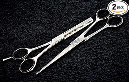 PRO Hair Cutting Sharp Barber Scissors and Thinning Shears Light weight German Made Premium Steel With Finger Rest