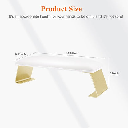 Erasable Arm Rest for Nails Tech, Luxury Nail Arm Rest White Manicure Hand Rest for Nails Tech with Non-Slip Aluminum Alloy Legs, Cleanable Technology Leather