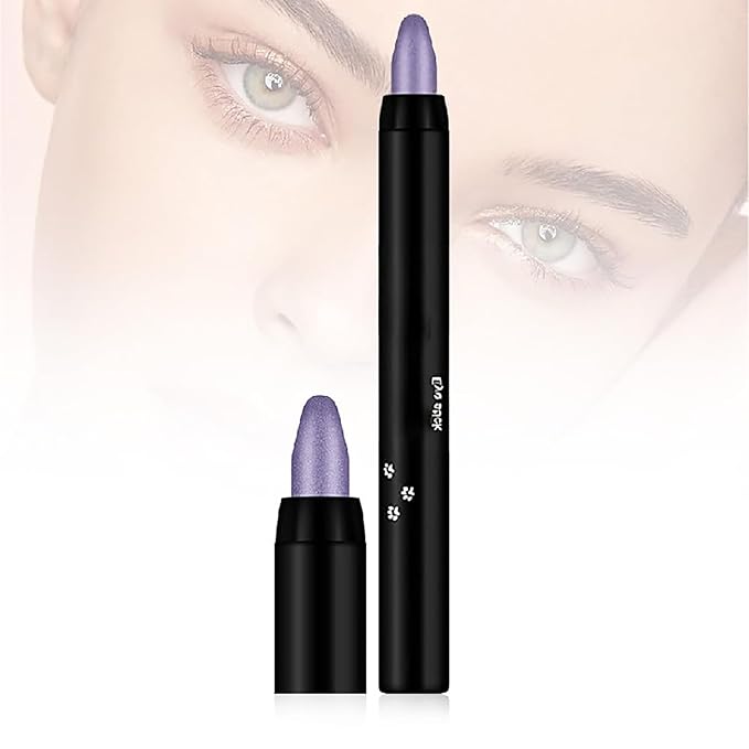 Eyeshadow Shimmer Stick, 16 Color Highlighter Eyeshadows Pencil Waterproof Glitter Eye Shadow Eyeliner Pen, Waterproof Eyeshadows Shimmer Stick Long Lasting Brightener Eyeshadow (08 Purple)