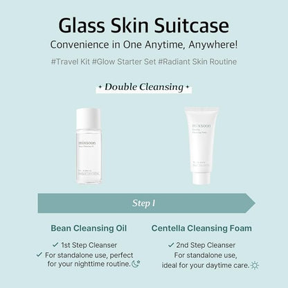 mixsoon Glass Skin Suit Case Set (4Items Includes) Skincare Kit Moisturizing For Glow Skin Care Routine Gifts Korean Glass Skin (0.67 Fl.Ozl+0.67 Fl.Oz+0.50 Fl.Oz+1.6 Fl.Oz)