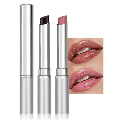 2Pcs Black & Pink Cherry Nude Tinted Honey Lip Balm, Sheer Hydrating Moisturizing Lipstick for All Skin Type Natural Cherry Lip Tint Balm Moisturizing Nourishing Lipstick Long Lasting Waterproof