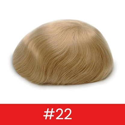 Lordhair Toupee for Men European human hair Full French Lace Hairpieces，Base Size 8x10 inch Hair Replacement System for Men Natural Hairline Human Hair Wig #22 Light Blond