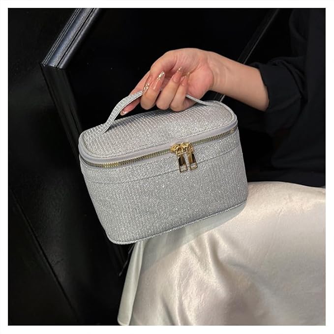 EURYNOME Makeup Bag with Custom Letter E, Water-Resistant Travel Organizer Pouch, (8.3x5.1x5.1 Inch) Cosmetic Case for Women