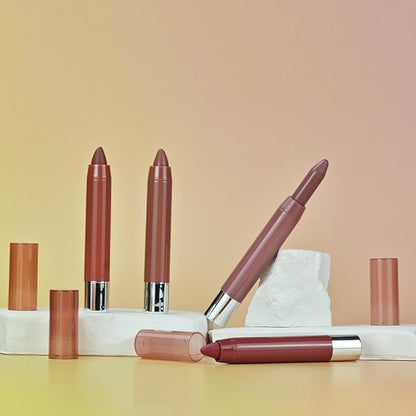 2Pcs Mauve & Pink Hydrating Cream Lipsticks Lip Crayon for Women, Moisturing Lipstick Longwear Lip Liner Crayon Set for Ombre Shades, Matte Creamy Lips Stick Natural Nourishing Lips Balm Set, B