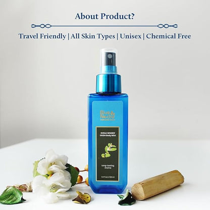 Blue Nectar Niraa Woody Oudh Body Mist for Hydrating Long Lasting Fragrance (100ml)
