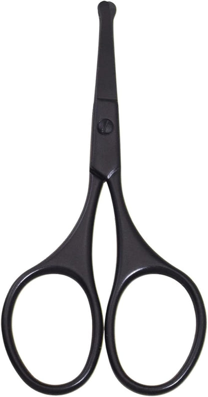 Multicolor Professional Grooming Scissors for Personal Care Facial Hair Removal and Ear Nose Eyebrow Trimming Stainless Steel Fine Straight Tip Scissors 3.9 Inch (Black Set D)