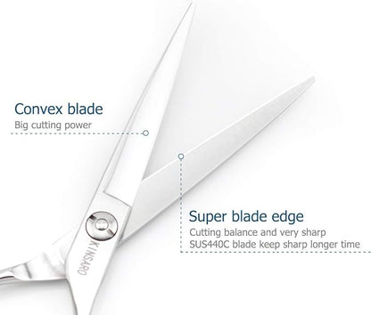 6" Professional Hair Scissors Cutting Shears 440C Hair Cutting Haircut Scissors Sharp Barber Shears Convex Edge KINSARO for Hairdresser Barbershop or Home Use