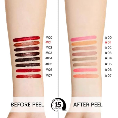 Orange Brown Liquid Matte Lip Liner Stain Peel Off with Tweezer, Long Lasting, Waterproof Matte Lipstick Lip Gloss Tattoo for Women, Transfer-prof Lip Tint Makeup for All Skin Types 01#