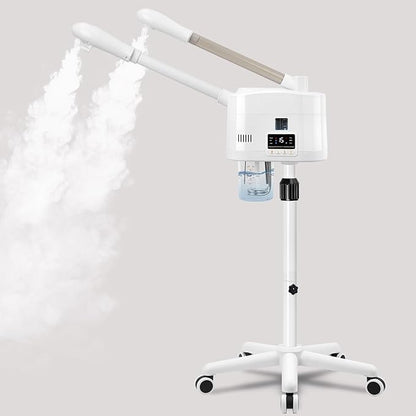 2 in 1 Hot and Cold Facial Steamer,Professional Face Steamer on Wheels for Beauty Salon, Spa or Home Use