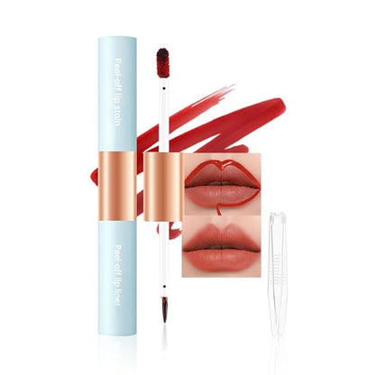 Matte Lip Stain Peel Off Lip Gloss& Lip Liner 2-in-1: One end defines lips with precision liner, the other peels off to reveal long-lasting, waterproof, smudge-proof, transfer-proof matte color.5#