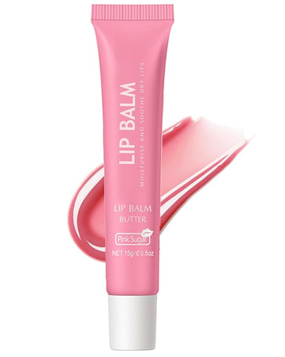 Lip Balm Butter Pink Sugar,Hydrating Tinted Butter Lip Gloss,Clear Lip Mask Lip Moisturizer,Lip Treatment Balm Lipgloss,Non-Sticky Jelly Glow Reviver Fat Lip Oil,Christmas Makeup Gift for Women-06