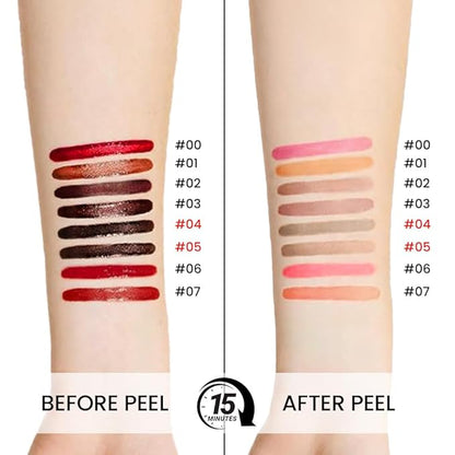 2Pcs Matte Liquid Lip Stain Peel Off Lip liner Tattoo, Matte Peel Off Lip Stain, Long Lasting Waterproof Lipstick Lip Gloss Stain, Transfer-proof for All Skin Types (0.24 fl oz-04#+05#)