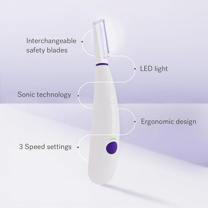 Michael Todd Beauty Sonicsmooth Pro+ Dermaplane Razor for Women Face + Eyebrow trimmer Dermaplaning System w/LED Light Peach Fuzz Remover -16 Dermaplaning Blades & 2 Microsmooth Exfoliation Tips