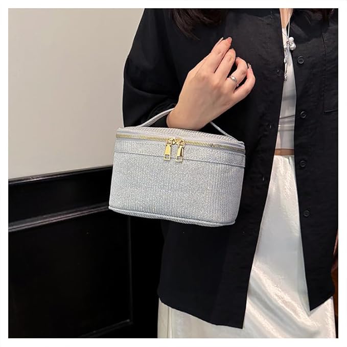 EURYNOME Makeup Bag with Custom Letter N, Water-Resistant Travel Organizer Pouch, (8.3x5.1x5.1 Inch) Cosmetic Case for Women