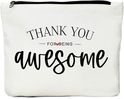 Inspirational Gifts for Women, Positive Inspirational Quotes Makeup Bag - Uplifting Encouragement Gifts for Women, Girls, Teens, Daughter, BFF, Best Friend ?Thank You for Being Awesome Makeup Bag