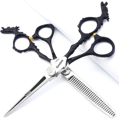 6/7-inch professional hairdresser set, stainless steel scissors hairdresser's exclusive hairdresser. (6 inch-2pc-B)