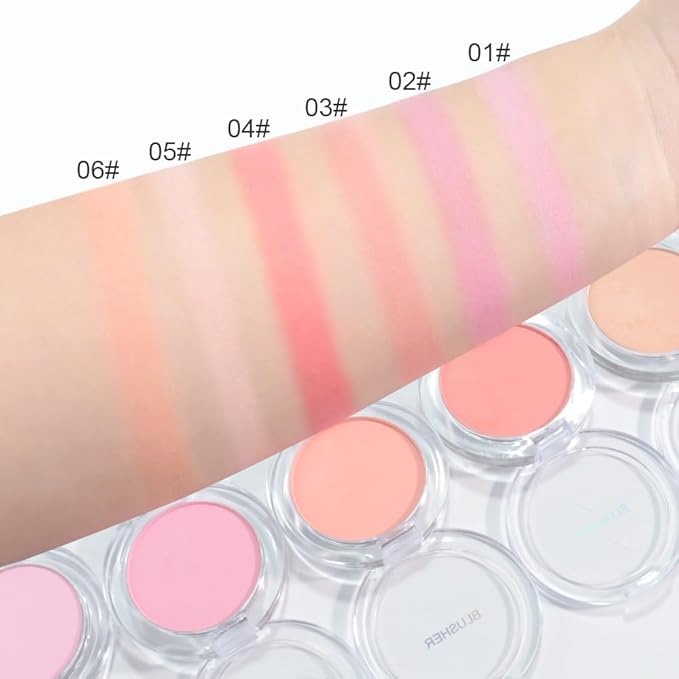 Blush for Cheeks Makeup Palette, Natural Matte Cream Powder Single Blushes for Eye and Cheek, Buildable Long-Lasting Color, Vegan & Cruelty-Free, Everyday Makeup Look for Women, #03-Orange Pink