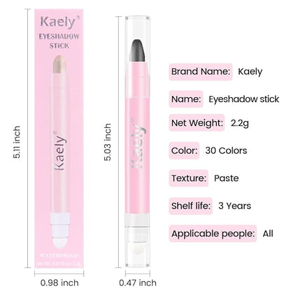 Kaely 2in1 Cream Eye Shadow Brightener Sticks for Eyes, Pencil Eyeshadow Applicator Stick Waterproof Pigmented, Eye Shadow Palette Highlighter Makeup, sombras para ojos, 03 Pearl Black Shimmer
