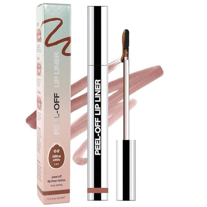 Matte Lip Stain Peel Off Lip Liner, Brown Peel Off Lip Stain Tattoo,Long Lasting & Waterproof Peel Off Lip Gloss Lip Liner,Transfer-Proof All Skin Types.0.12 fl oz #02
