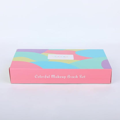 Docolor Makeup Brushes 17 Pcs Colourful Makeup Brush Set Premium Synthetic Kabuki Foundation Blending Face Powder Blush Concealers Eyeshadow Rainbow Makeup Brush Travel Friendly Valentine's Day Gift