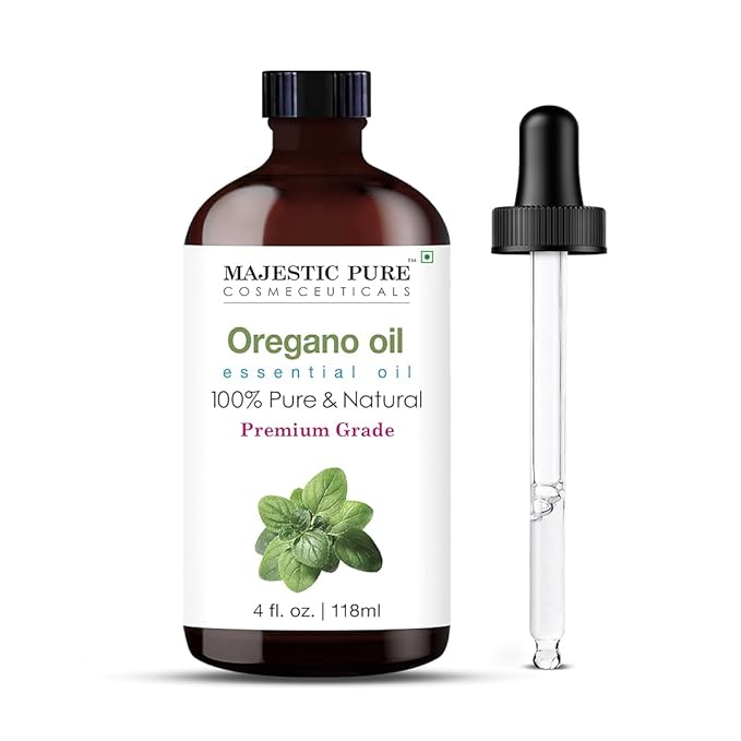 Majestic Pure Oregano Essential Oil with Glass Dropper - Huge 4 Fl Oz - 100% Pure and Natural Oregano Oil - Premium Grade Essential Oils for Diffuser, Aromatherapy, Soap and Candle Making
