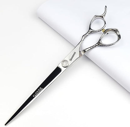 6/7/8 Inch Professional Hairdressing Scissors Barber Rose Pattern Hair Stylist Shears Styling Tool Japanese Stainless Steel Clippers (8-in cutting scissors)