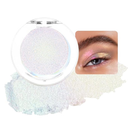 evpct Blonde gold Mermaid pink Holographic Glitter Sparkle Chameleon Chrome Eye Shadow Palette Makeup for Older Women, Duochrome Chromatic Multichrome Metallic iridescent Eyeshadow Palette Singles