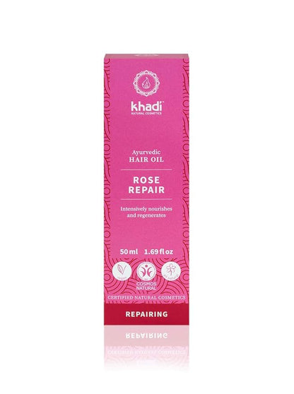 KHADI ROSE REPAIR Hair Oil - Regeneration for structurally damaged, dry hair & split ends - 100% natural, plant-based, vegan & silicone-free - 1.69 fl oz