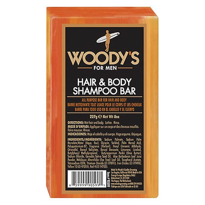 Woody's Men's 2-in-1 Hair & Body Shampoo Bar, Rich, Thick Lather Formula, Conditions, Nourishes, Moisturizes, For All Skin Types, 8 Oz.
