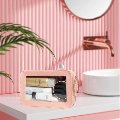 Clear Makeup Bag Small, TSA Approved Portable Toiletry Bag with Zipper Cosmetic Travel Bag Makeup Organizer Case Mini Makeup Pouch for Purse Car Organizer Bag for Women Men