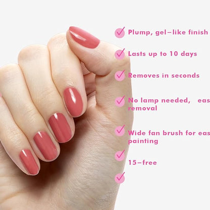 Olive & June Long Lasting Nail Polish | Plump Gel-Like Finish No Lamp Needed | Lasts up to 10 days | Salon-Quality Color at Home | 15-Free Vegan Cruelty-Free Chip-Resistant Shine | LD Rosy Neutral