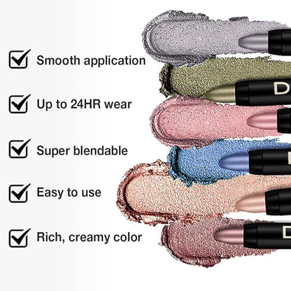 Kaely Cream Eye Shadow Sticks, Champagne Shimmer Eyeliner Pencil Eyeshadow Palette Makeup, Eye Highlighter Brightener Stick for Older Women Waterproof Pigmented, sombras para ojos, New-74