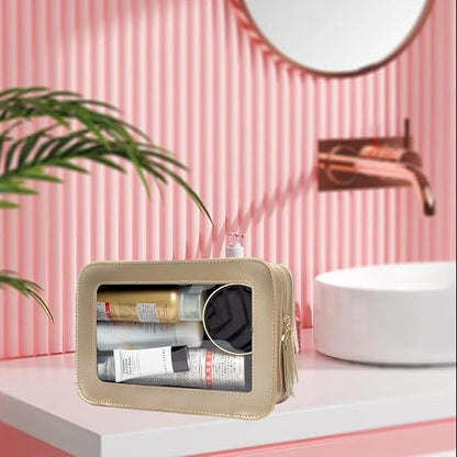 Clear Makeup Bag Small, TSA Approved Portable Toiletry Bag with Zipper Cosmetic Travel Bag Makeup Organizer Case Mini Makeup Pouch for Purse Car Organizer Bag for Women Men